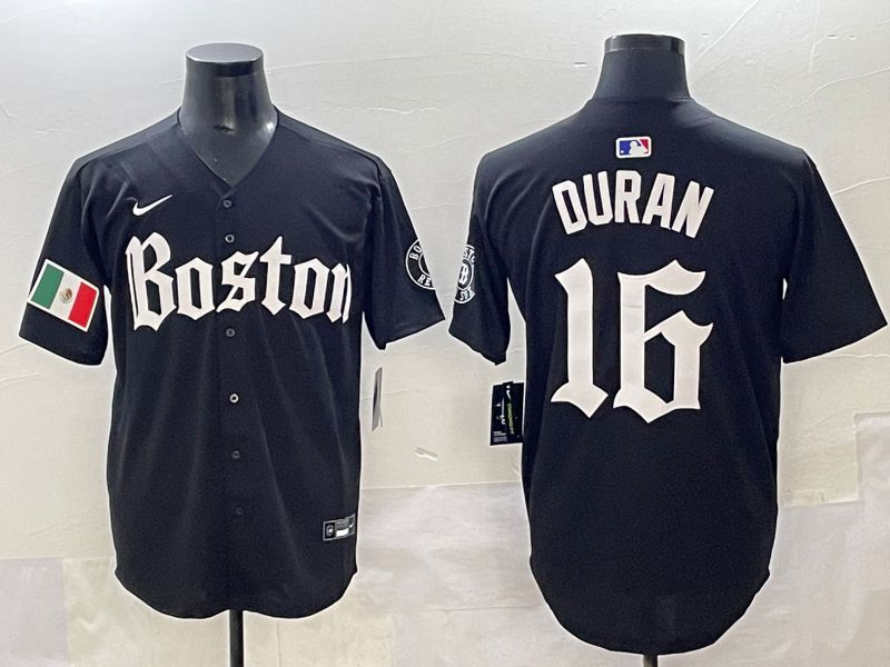 Men 2025 Boston Red Sox 16 Duran Black Five generations Joint Name Nike MLB Jersey style 14